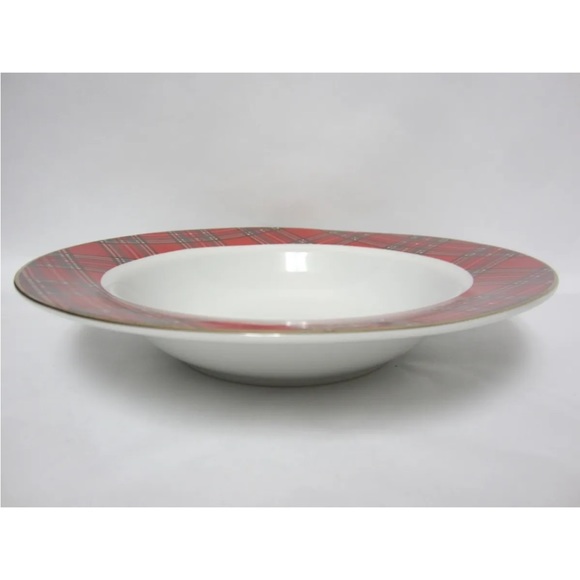Pacific Rim red plaid soup cereal bowl set of 2 Holiday Christmas China dishes - Picture 10 of 11